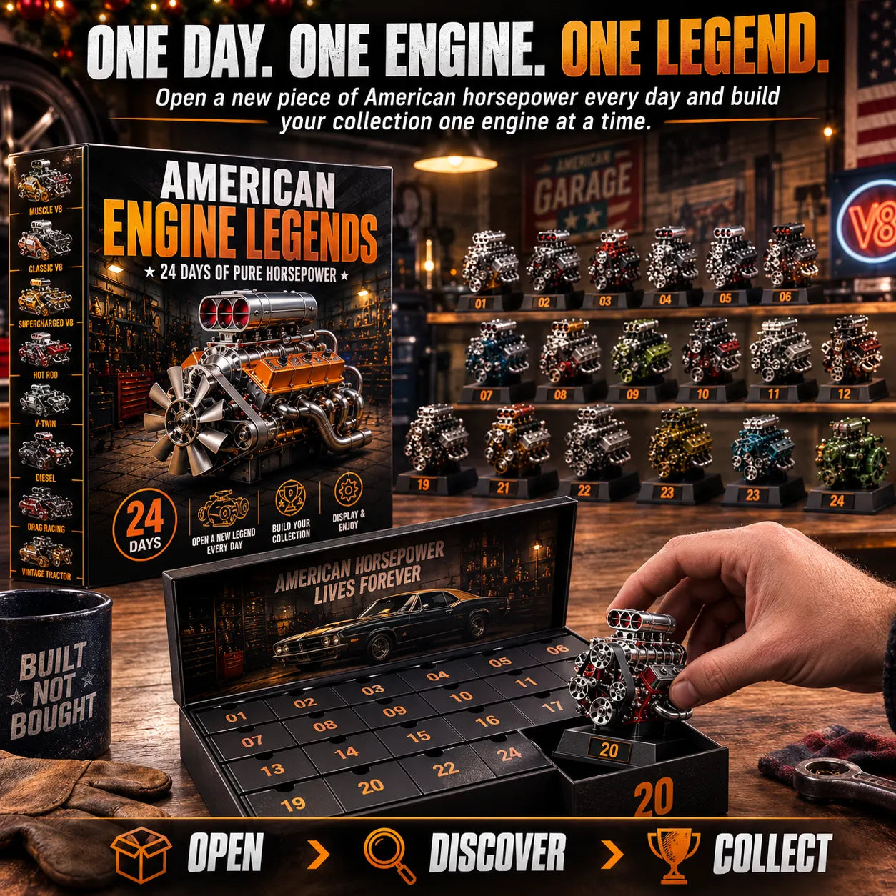⏰Limited Time 50% OFF:24 Days of Horsepower – American Engine Legends Advent Calendar for Car Lovers