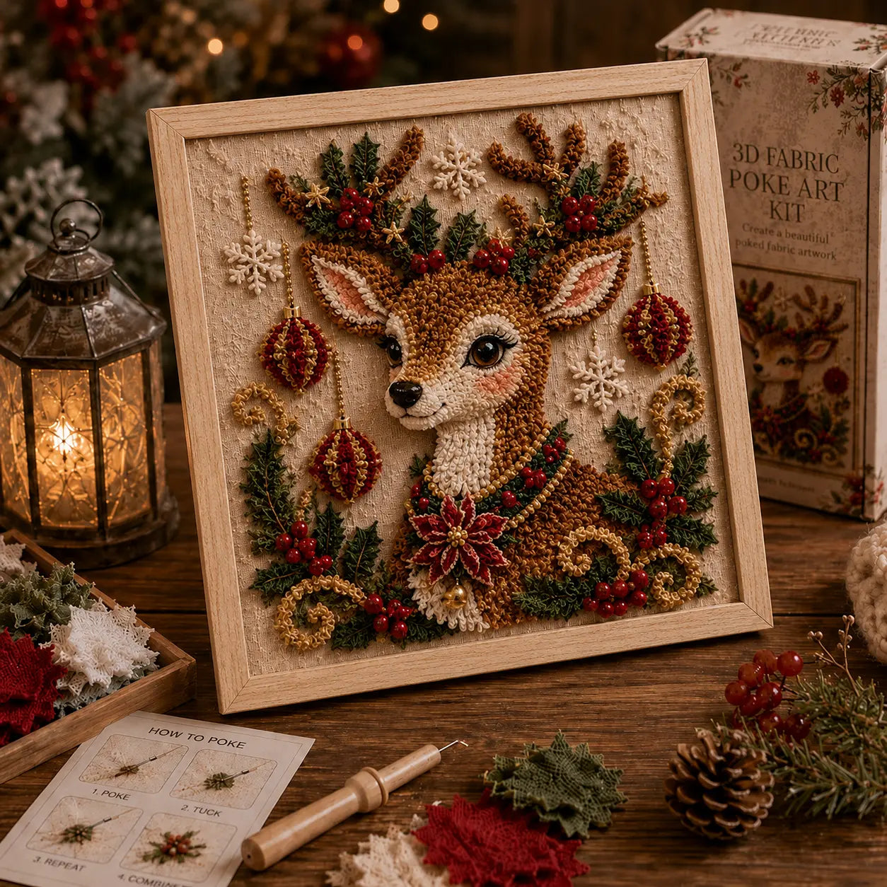3D Christmas Fabric Poke Art Kit - DIY Snowman Embroidery Artwork, Handmade Holiday Wall Decor Gift for Adults & Beginners