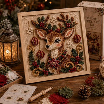 3D Christmas Fabric Poke Art Kit - DIY Snowman Embroidery Artwork, Handmade Holiday Wall Decor Gift for Adults & Beginners
