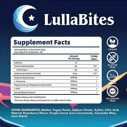 Natural Sleep Gummies - 30 Servings -Sweet Strawberry Stars