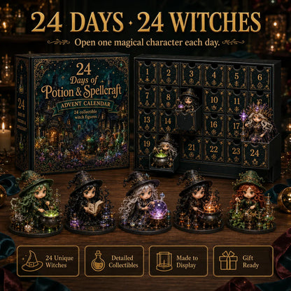 🔮 LAST DAY 49% OFF – 24 Days Of Witchy Surprises Advent Calendar | 24 Unique Collectible Witches with Magical Themes, Mini Figures & Fantasy Display Collection ✨