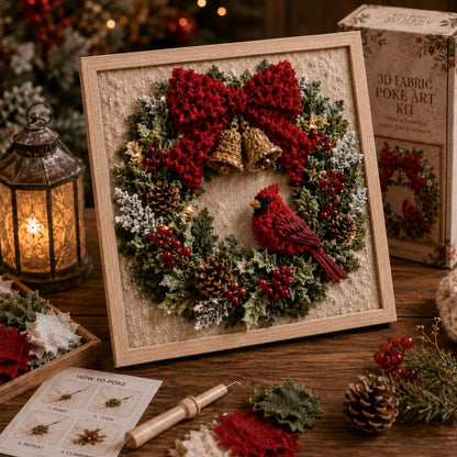 3D Christmas Fabric Poke Art Kit - DIY Snowman Embroidery Artwork, Handmade Holiday Wall Decor Gift for Adults & Beginners