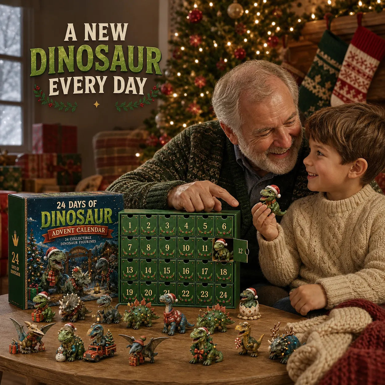 24 Days of Dinosaur Christmas Advent Calendar – 24 Collectible Dino Figurines & Holiday Surprises