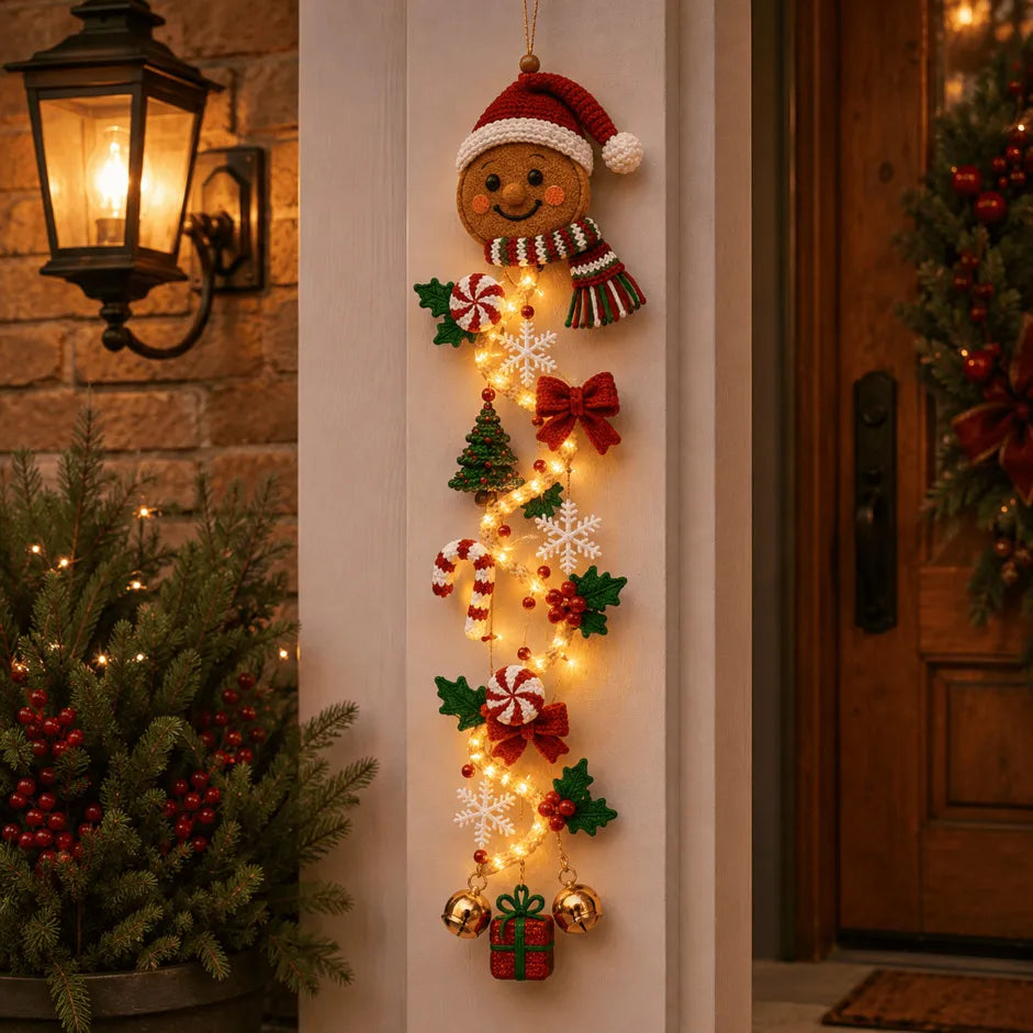 ⏳ Last Day 49% OFF –🎄MerryCascade™ Glowing Christmas Door Hanger | 6 Festive Lighted Designs with Warm Glow, Dimensional Details & Space-Saving Vertical Décor