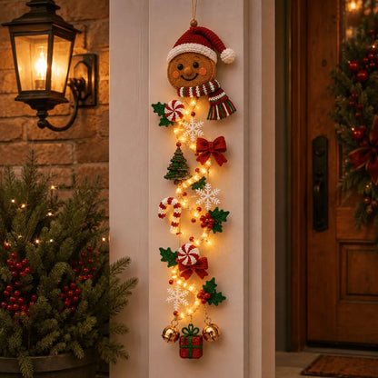 ⏳ Last Day 49% OFF –🎄MerryCascade™ Glowing Christmas Door Hanger | 6 Festive Lighted Designs with Warm Glow, Dimensional Details & Space-Saving Vertical Décor
