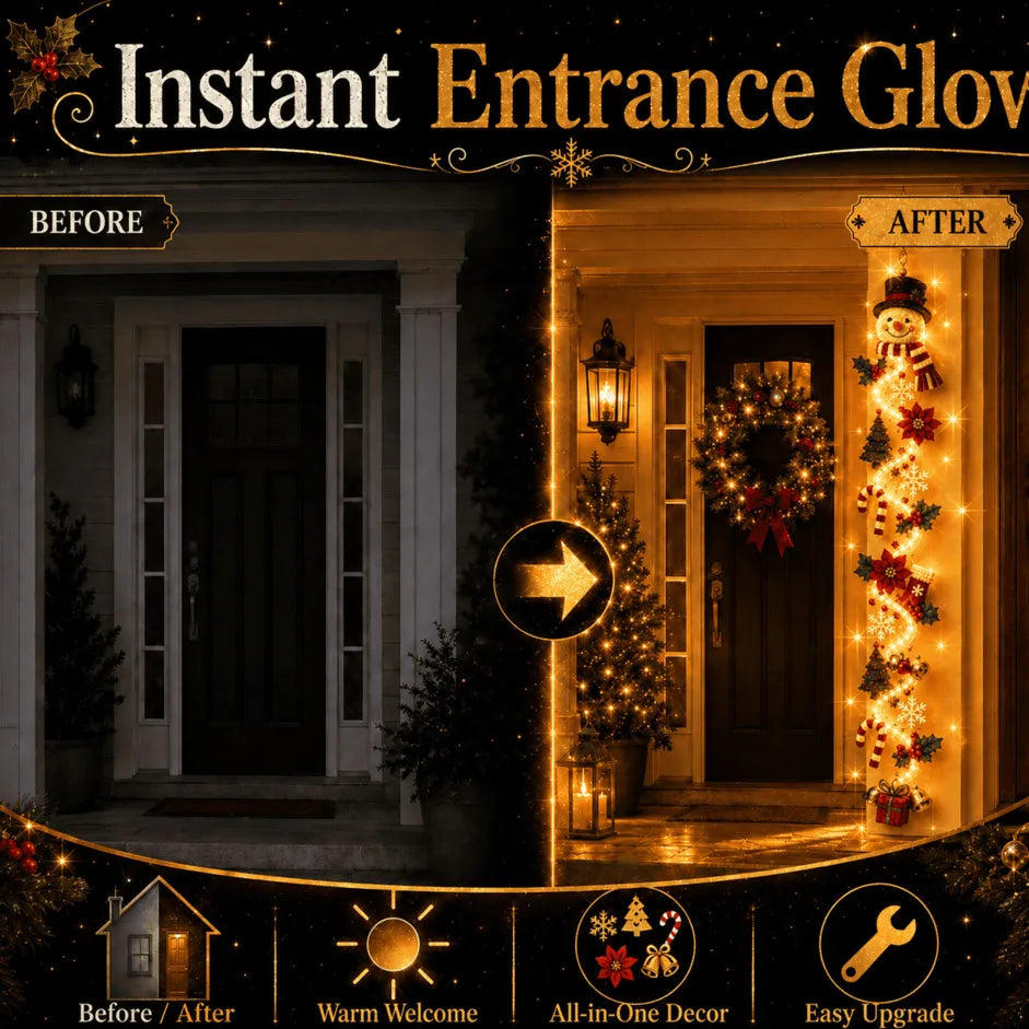 ⏳ Last Day 49% OFF –🎄MerryCascade™ Glowing Christmas Door Hanger | 6 Festive Lighted Designs with Warm Glow, Dimensional Details & Space-Saving Vertical Décor