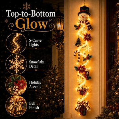 ⏳ Last Day 49% OFF –🎄MerryCascade™ Glowing Christmas Door Hanger | 6 Festive Lighted Designs with Warm Glow, Dimensional Details & Space-Saving Vertical Décor