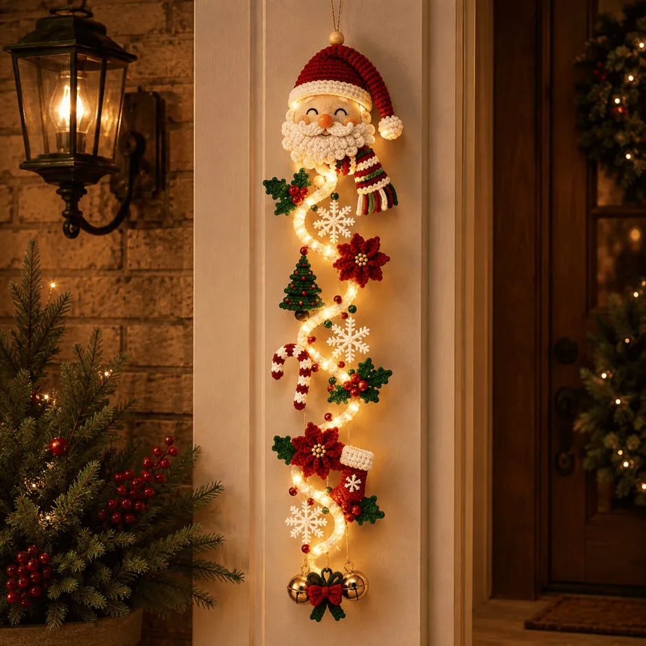 ⏳ Last Day 49% OFF –🎄MerryCascade™ Glowing Christmas Door Hanger | 6 Festive Lighted Designs with Warm Glow, Dimensional Details & Space-Saving Vertical Décor