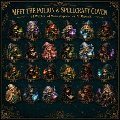 🔮 LAST DAY 49% OFF – 24 Days Of Witchy Surprises Advent Calendar | 24 Unique Collectible Witches with Magical Themes, Mini Figures & Fantasy Display Collection ✨