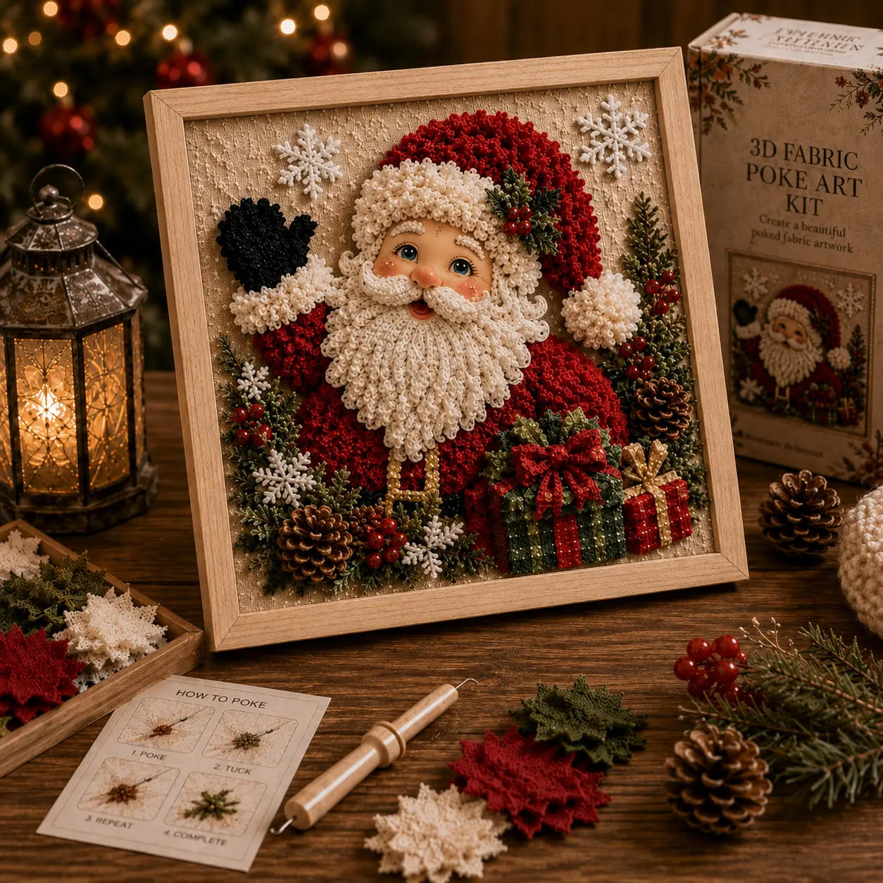 3D Christmas Fabric Poke Art Kit - DIY Snowman Embroidery Artwork, Handmade Holiday Wall Decor Gift for Adults & Beginners