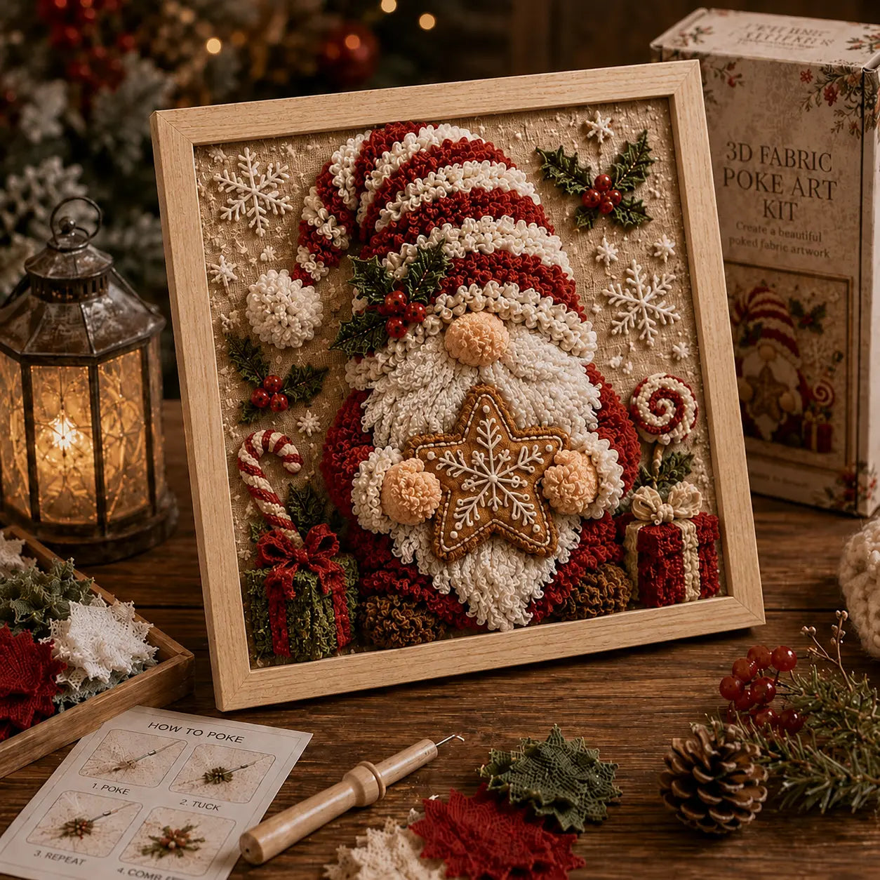 3D Christmas Fabric Poke Art Kit - DIY Snowman Embroidery Artwork, Handmade Holiday Wall Decor Gift for Adults & Beginners