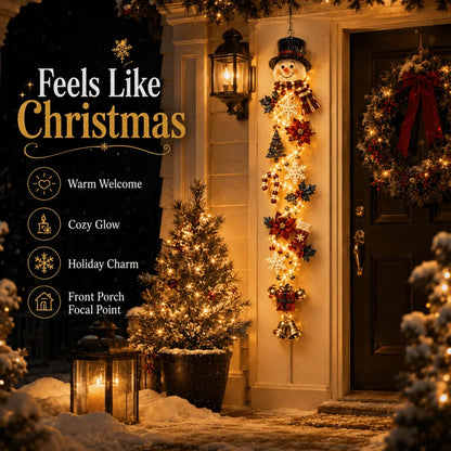 ⏳ Last Day 49% OFF –🎄MerryCascade™ Glowing Christmas Door Hanger | 6 Festive Lighted Designs with Warm Glow, Dimensional Details & Space-Saving Vertical Décor