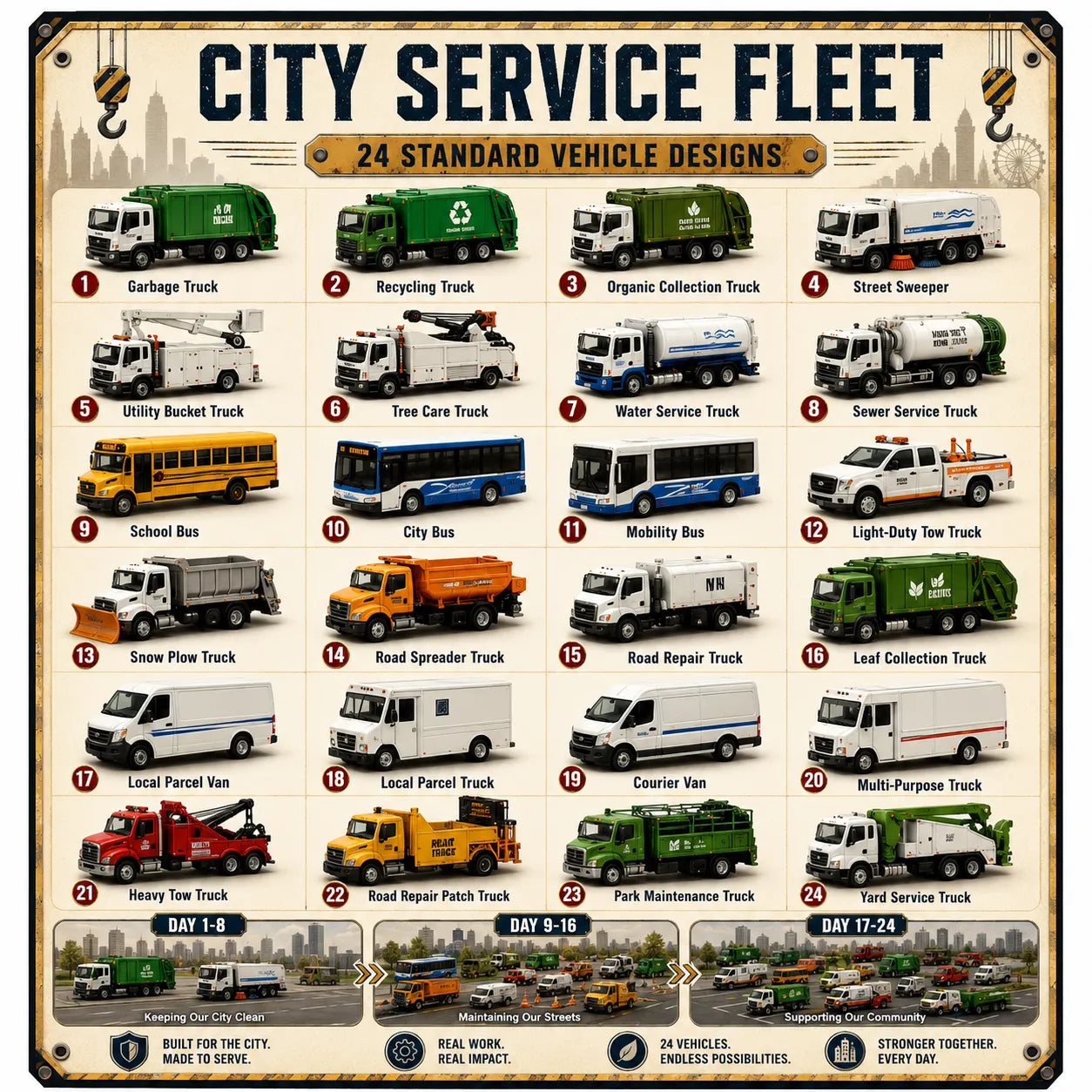 🚜Build the Fleet Collection 24-Day Vehicle Advent Calendar Series | ✨A New Adventure Every Morning