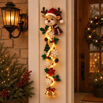 ⏳ Last Day 49% OFF –🎄MerryCascade™ Glowing Christmas Door Hanger | 6 Festive Lighted Designs with Warm Glow, Dimensional Details & Space-Saving Vertical Décor