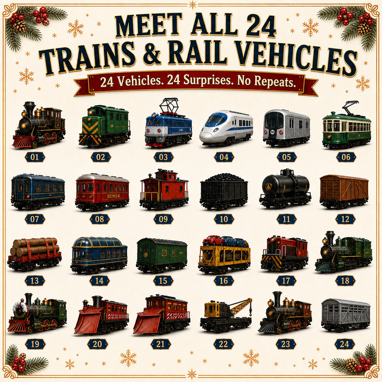🚩 Trains & Rail Vehicles Advent Calendar 2026 – 24 Days of Railway Surprises