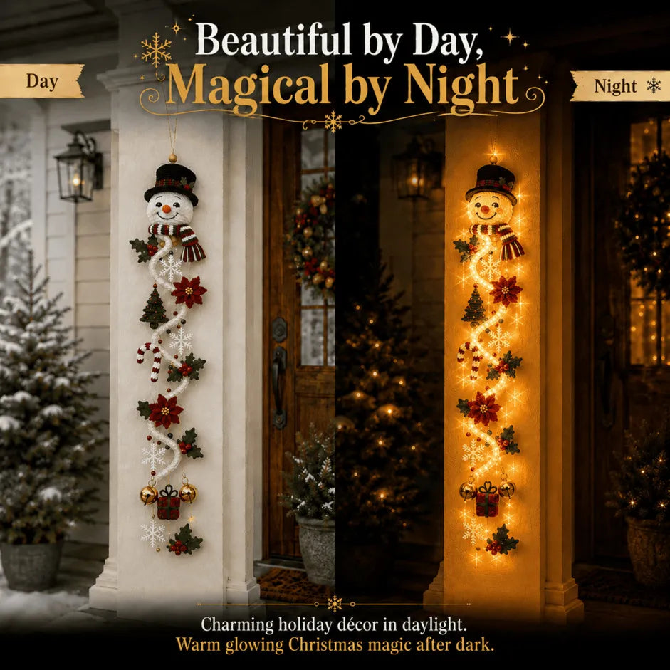 ⏳ Last Day 49% OFF –🎄MerryCascade™ Glowing Christmas Door Hanger | 6 Festive Lighted Designs with Warm Glow, Dimensional Details & Space-Saving Vertical Décor