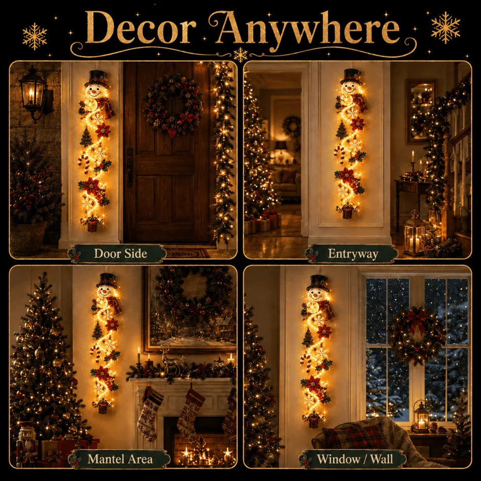 ⏳ Last Day 49% OFF –🎄MerryCascade™ Glowing Christmas Door Hanger | 6 Festive Lighted Designs with Warm Glow, Dimensional Details & Space-Saving Vertical Décor