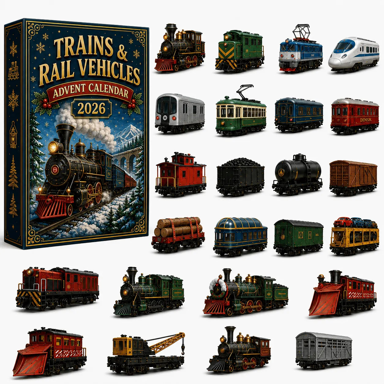 🚩 Trains & Rail Vehicles Advent Calendar 2026 – 24 Days of Railway Surprises