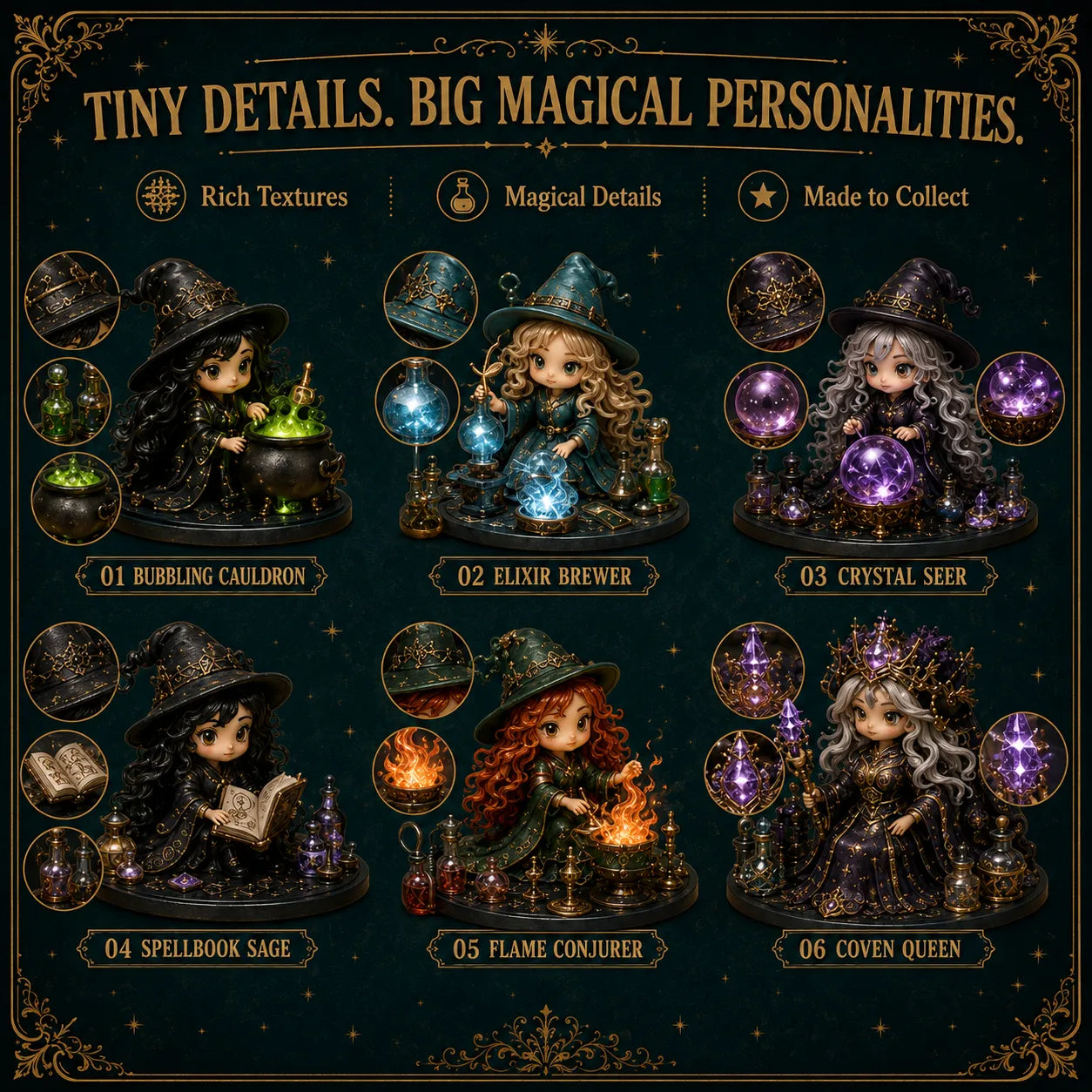 🔮 LAST DAY 49% OFF – 24 Days Of Witchy Surprises Advent Calendar | 24 Unique Collectible Witches with Magical Themes, Mini Figures & Fantasy Display Collection ✨