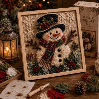 3D Christmas Fabric Poke Art Kit - DIY Snowman Embroidery Artwork, Handmade Holiday Wall Decor Gift for Adults & Beginners