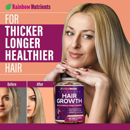 Hair Growth Vitamins for Women | Biotin 10,000Mcg, Collagen, Patented Optimsm®.